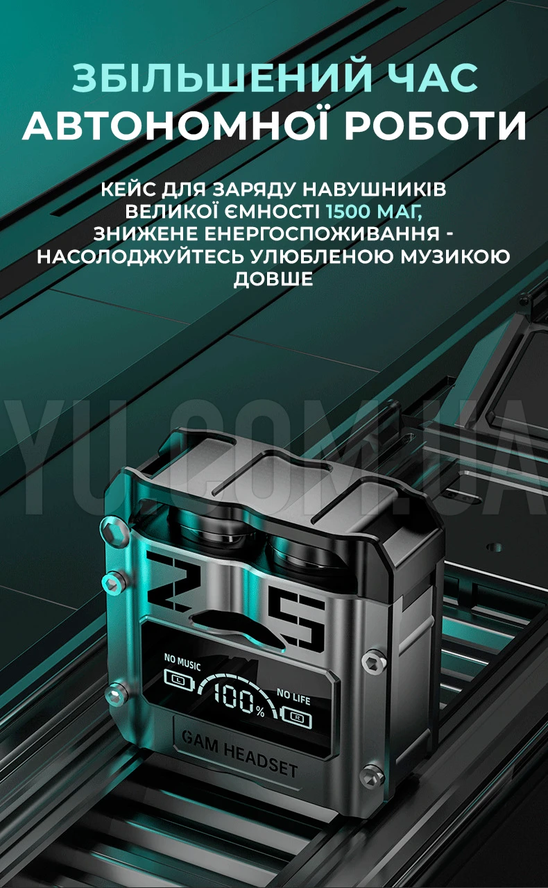 Навушники TWS M25 з низьким рівнем затримки та шумозаглушенням, Bluetooth, з мікрофоном